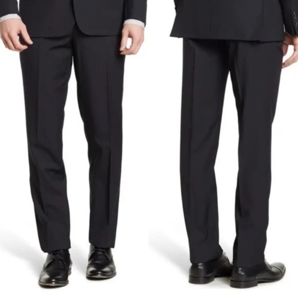 Zanetti Mens Porto Black Wool Suit Dress Pants Size 36R NWOT‎